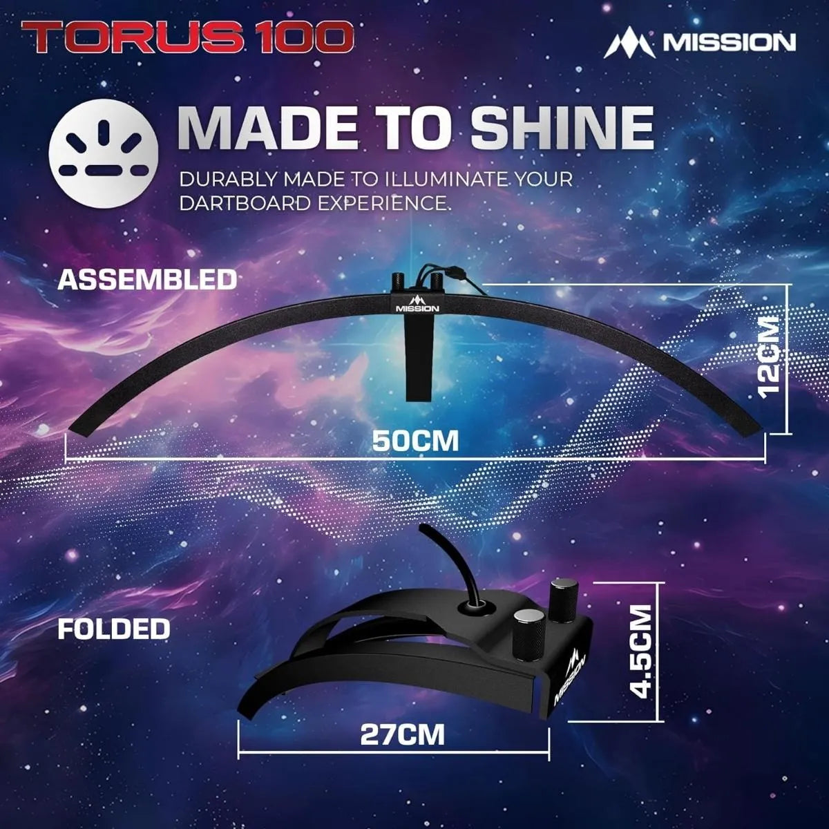 Mission Torus 100 Folding Portable Travel Light-6-Premier Darts