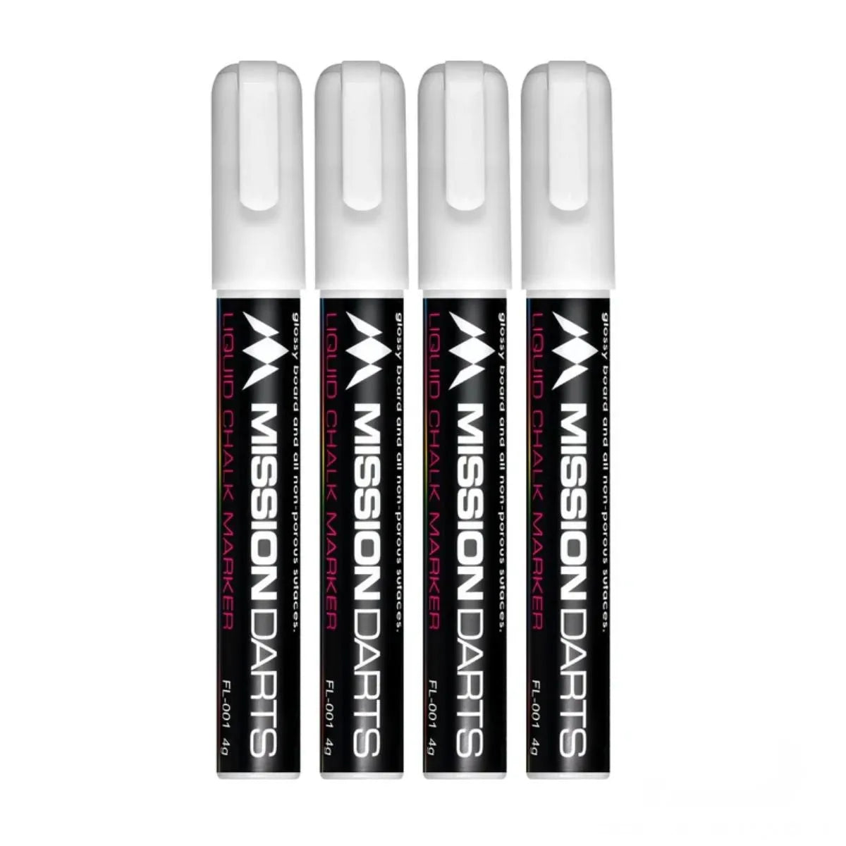 Mission Liquid Chalk Pens - Dry Wipe - Pack 4 - White-1-Premier Darts