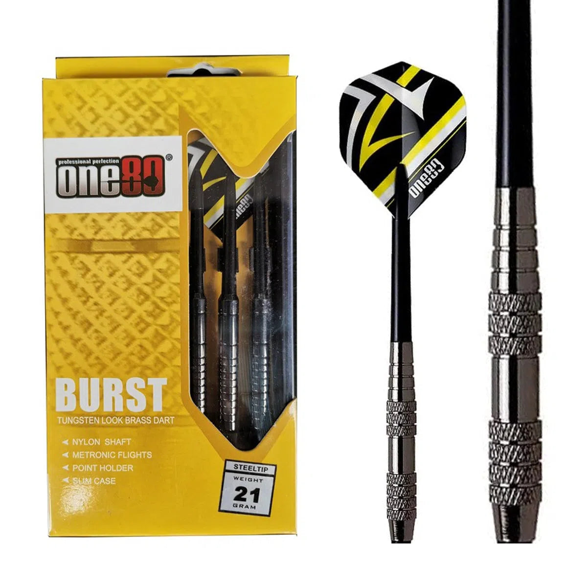 One80 Burst Nickel Plated Brass Steel Tip Darts