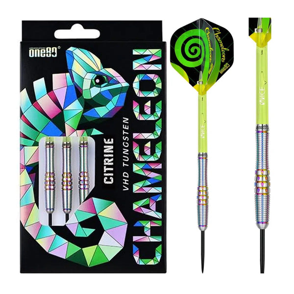 One80 Chameleon Citrine 90% Tungsten Steel Tip Darts-1-22 GRAM-Premier Darts