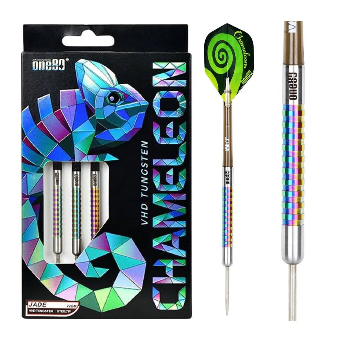 One80 Chameleon Jade 90% Tungsten Steel Tip Darts