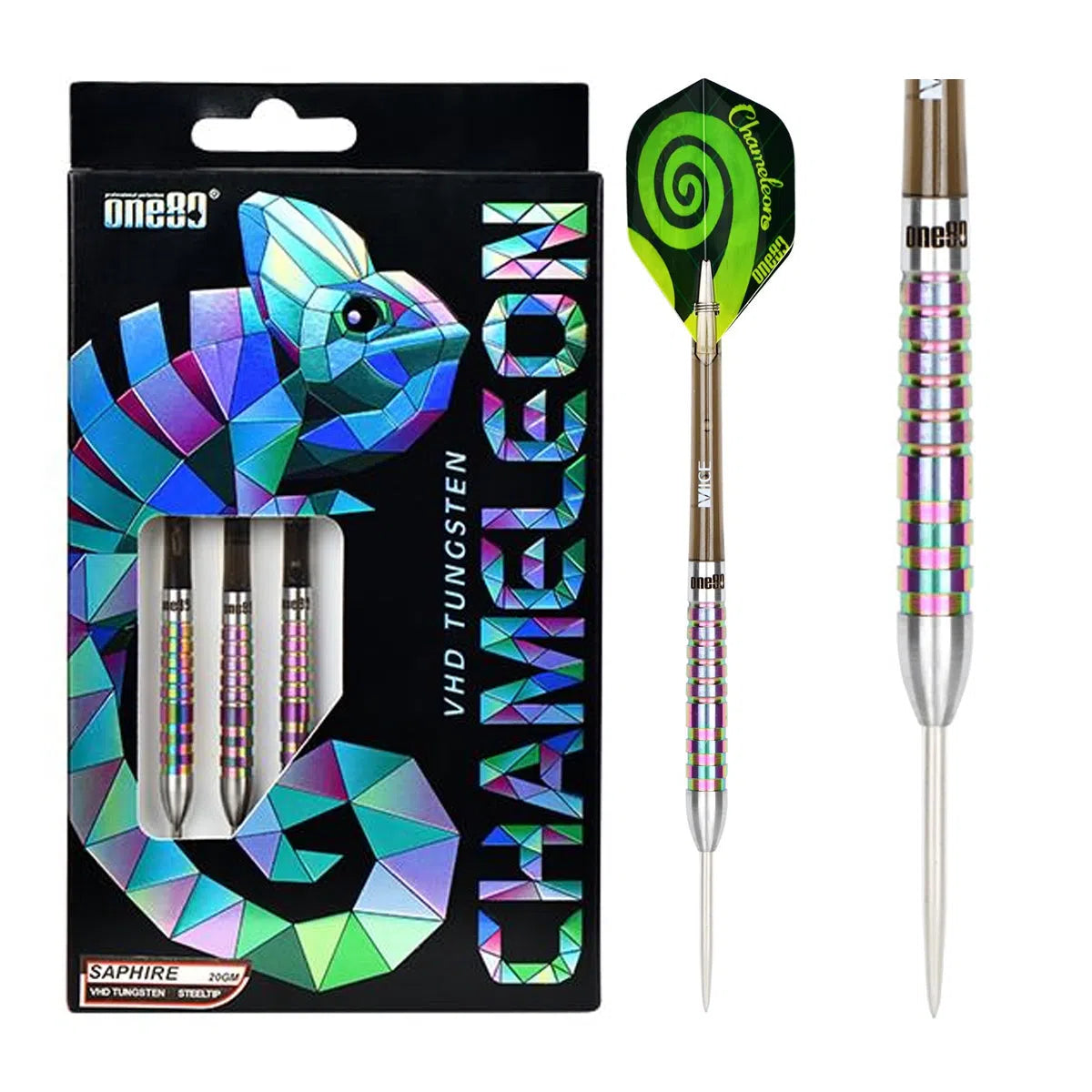 One80 Chameleon Sapphire 90% Tungsten Steel Tip Darts