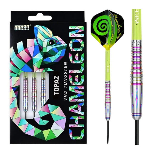 One80 Chameleon Topaz 90% Tungsten Steel Tip Darts-1-22 GRAM-Premier Darts