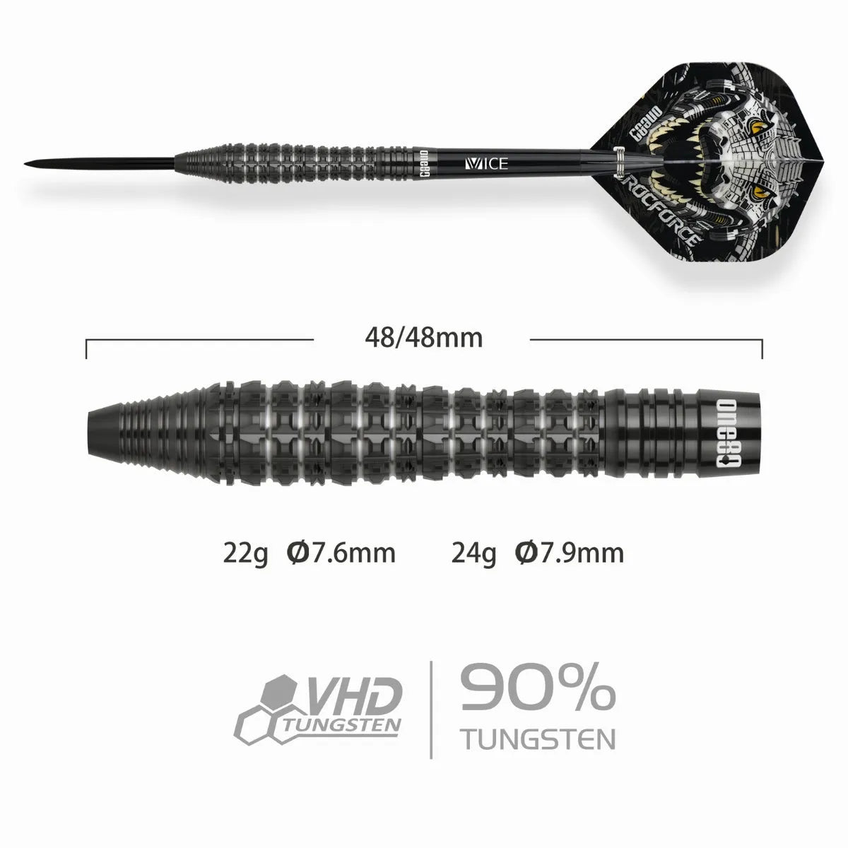 One80 Crocforce CF3 90% Tungsten Steel Tip Darts
