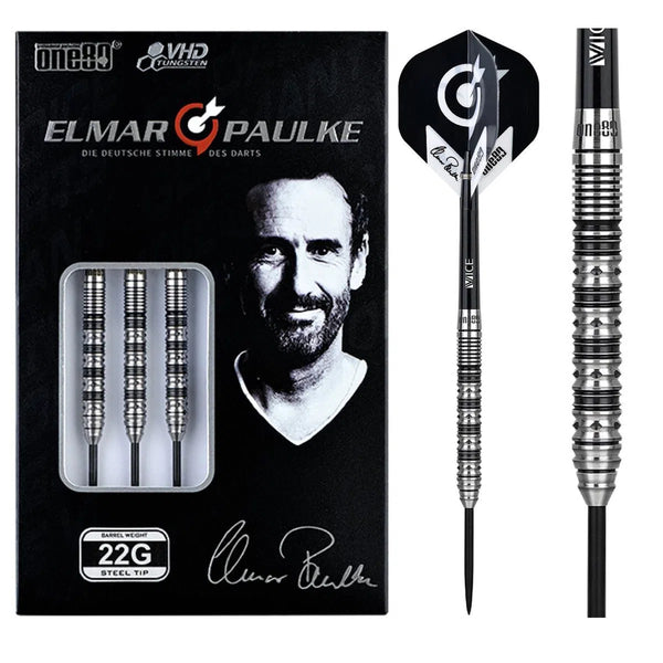One80 Elmar Paulke V2 90% Tungsten Steel Tip Darts-1-22 GRAM-Premier Darts