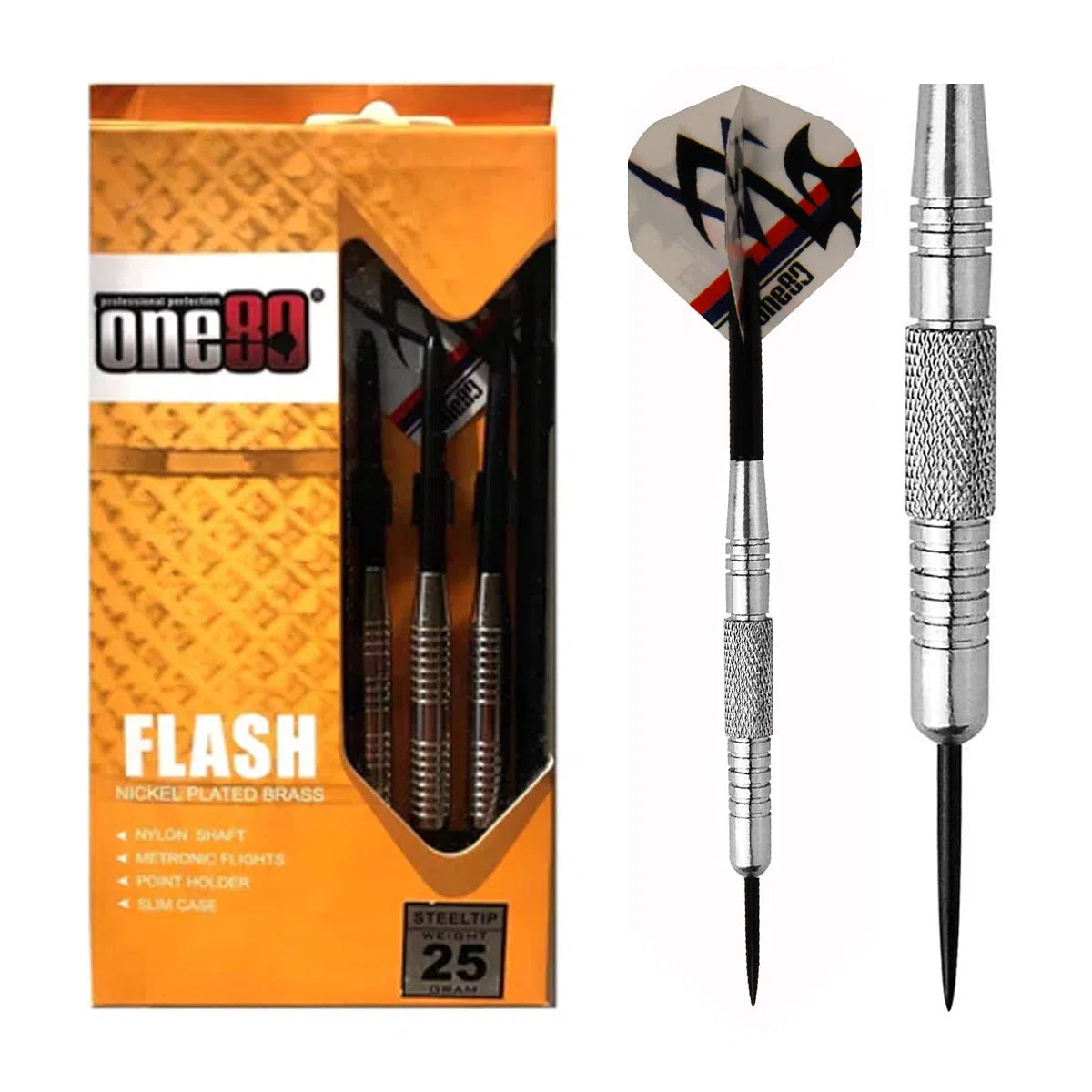 One80 Flash Nickel Plated Brass Steel Tip Darts