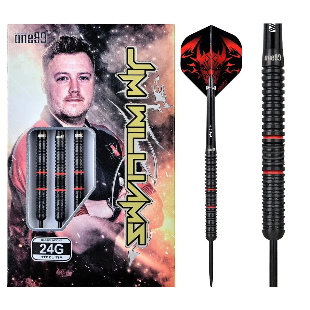 One80 Jim Williams Signature HD 80% Tungsten Steel Tip Darts