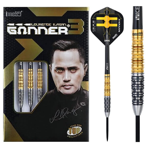 One80 Lourence Ilagan Gunner III 90% Tungsten Steel Tip Darts-1-22 GRAM-Premier Darts