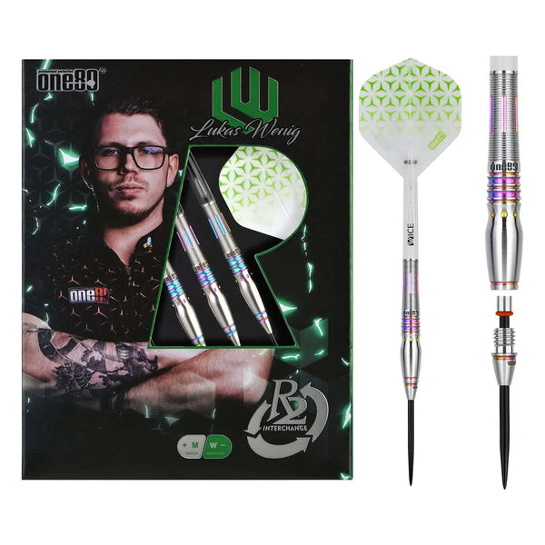One80 Lukas Wenig V2 (R2 Interchange) 90% Tungsten Steel Tip Darts-1-22 GRAM-Premier Darts
