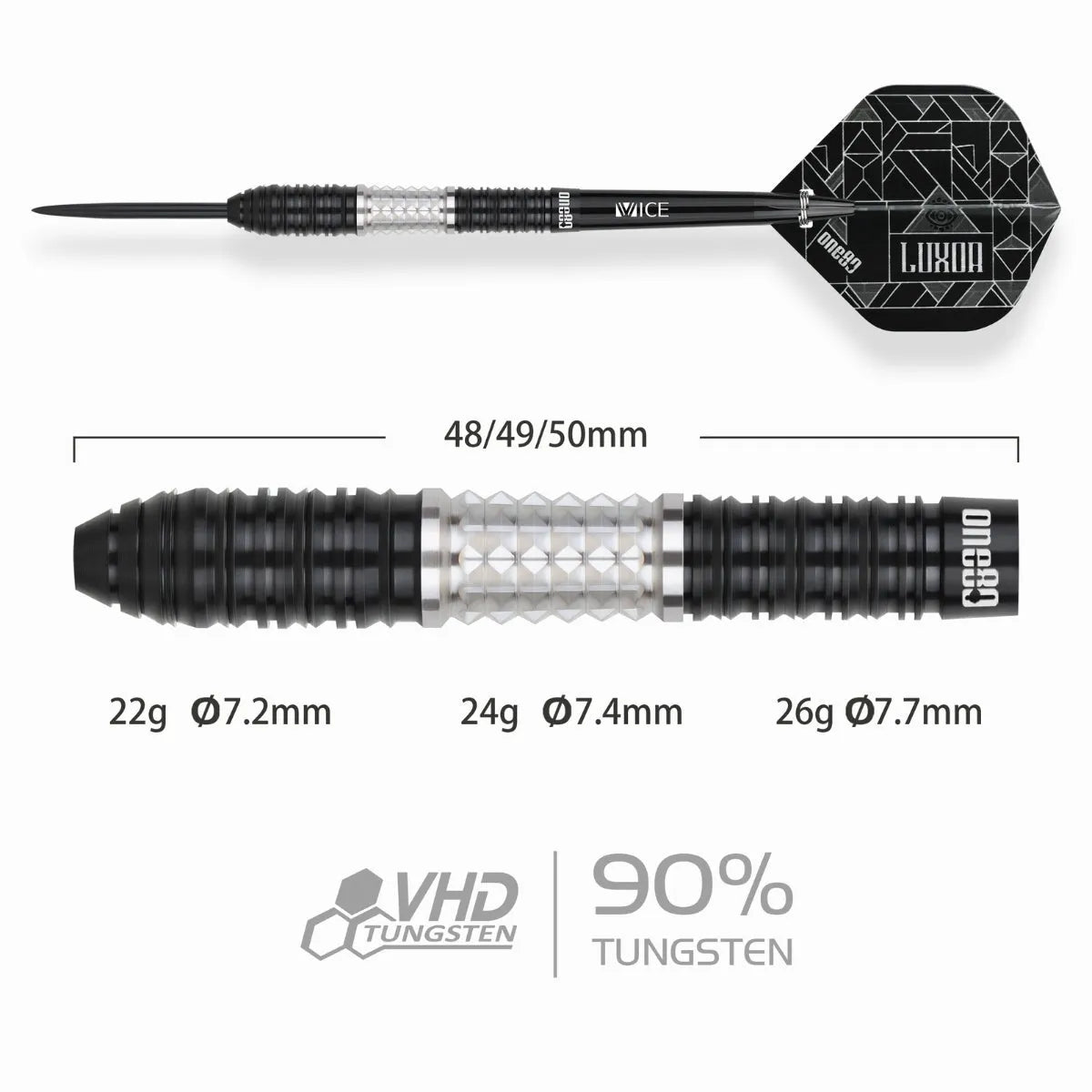 One80 Luxor II Eta 90% Tungsten Steel Tip Darts