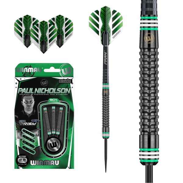 Winmau Paul Nicholson Black Onyx 90% Tungsten Steel Tip Darts
