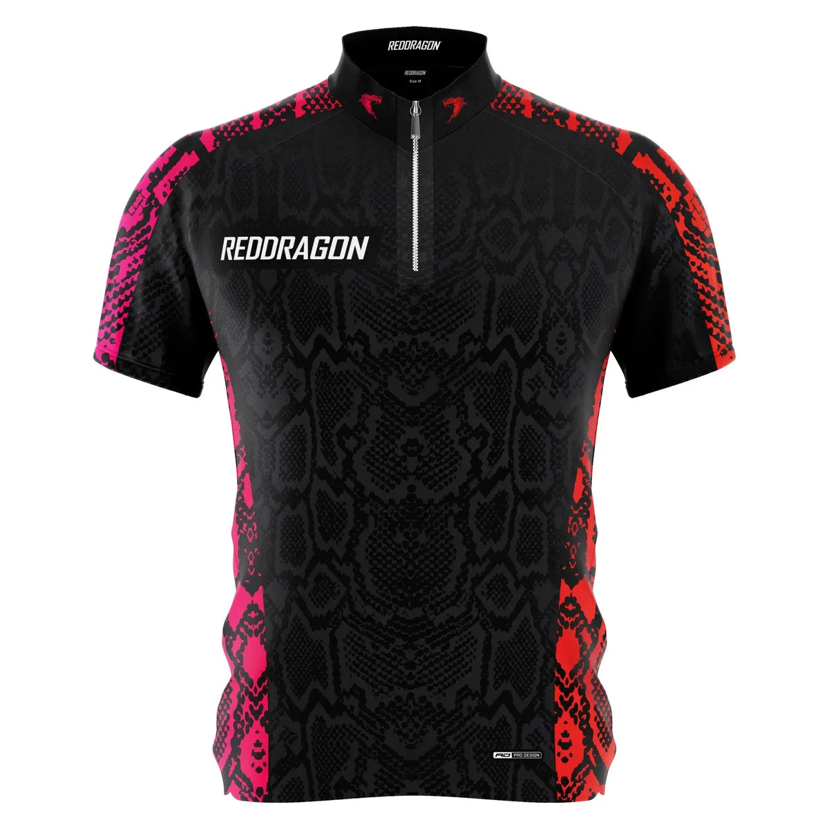 Black Darts jersey with red and pink patterns and 'Redragon' branding on a white background