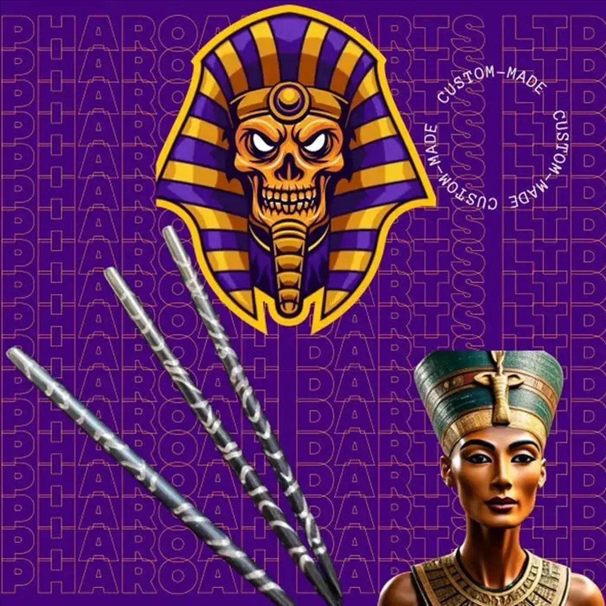 Pharaoh Points Nefertiti Finger Swirl Grip Dart Points-2-Black-26mm-Premier Darts