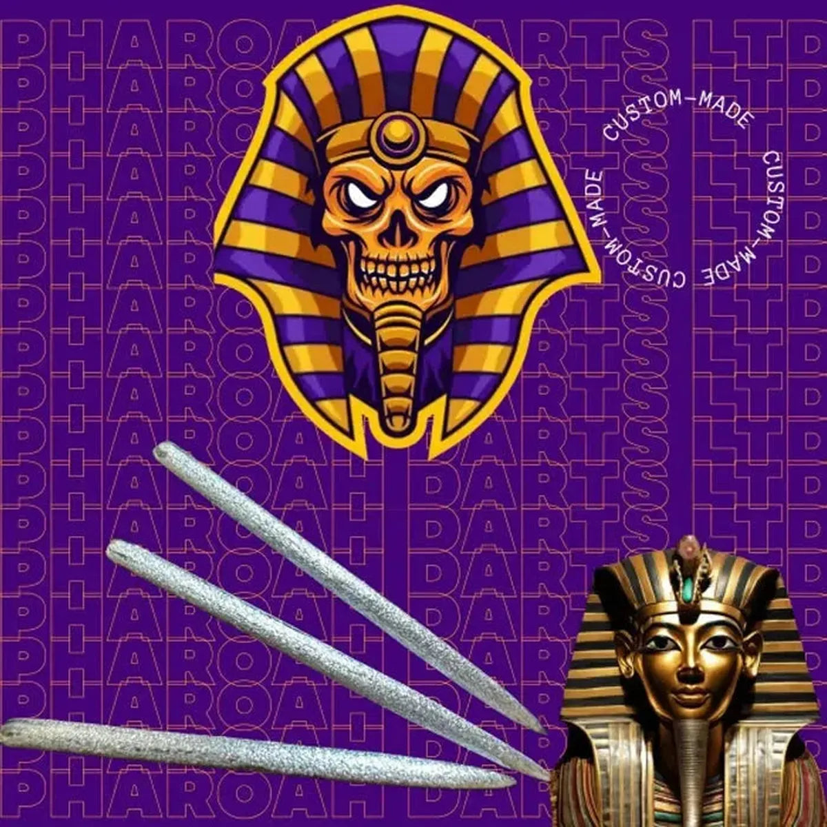 Pharaoh Points Tutankhamun Full Grip Dart Points-2-Black-26mm-Premier Darts