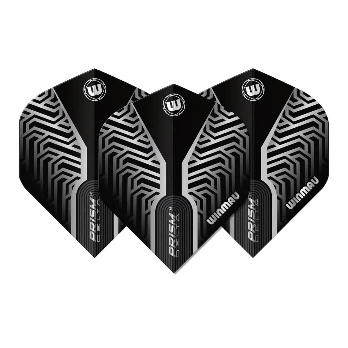 Winmau Prism Delta Metallic Black & Silver Premium Standard Dart Flights-1-Premier Darts