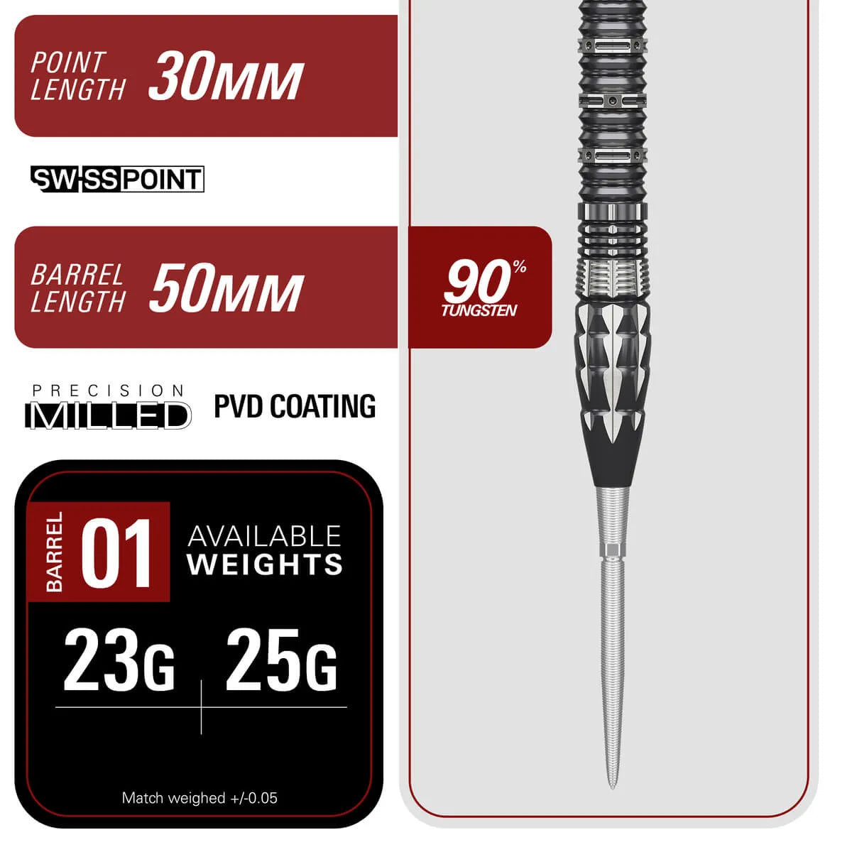 Target Japan Mitsumasa Hoshino Pyro G12 90% Tungsten Steel Tip Darts-7-23 GRAM-Premier Darts