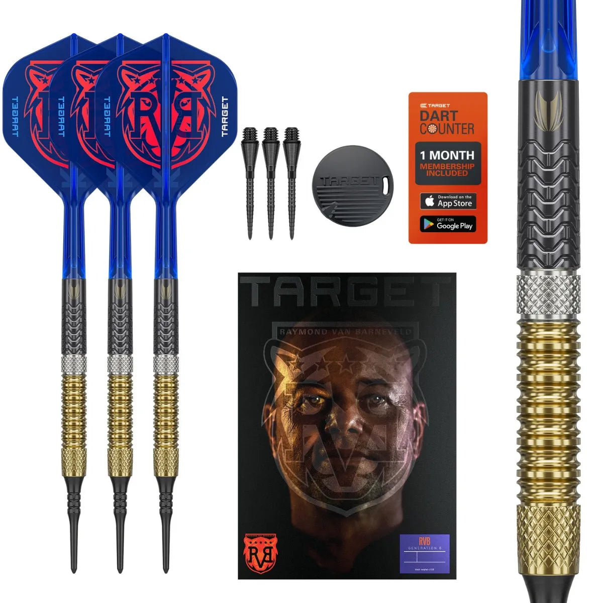 Target Darts Raymond Van Barneveld Gen6 95% Tungsten Soft Tip Darts