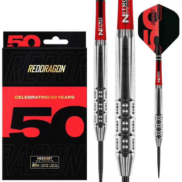 Red Dragon 50 Year Collection Hexoset 3 85% Tungsten Steel Tip Darts-1-25 GRAM-Premier Darts