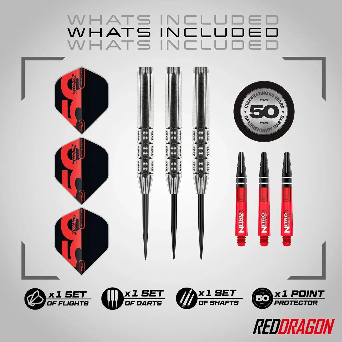 Red Dragon 50 Year Collection Hexoset 3 85% Tungsten Steel Tip Darts