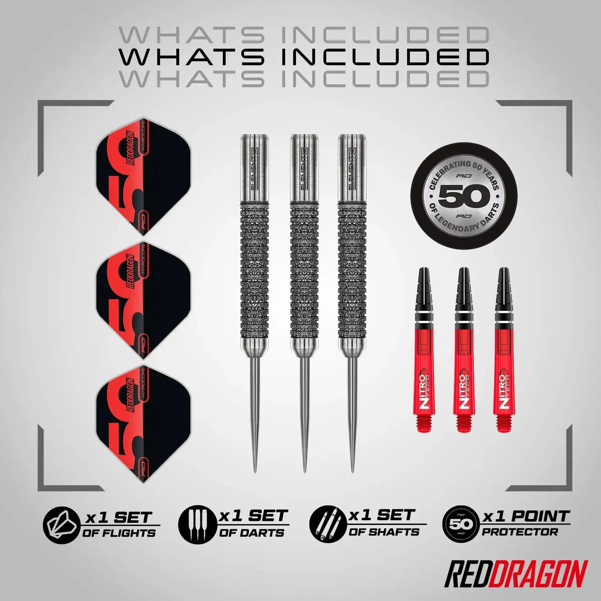 Red Dragon 50 Year Collection Element6 B 90% Tungsten Steel Tip Darts
