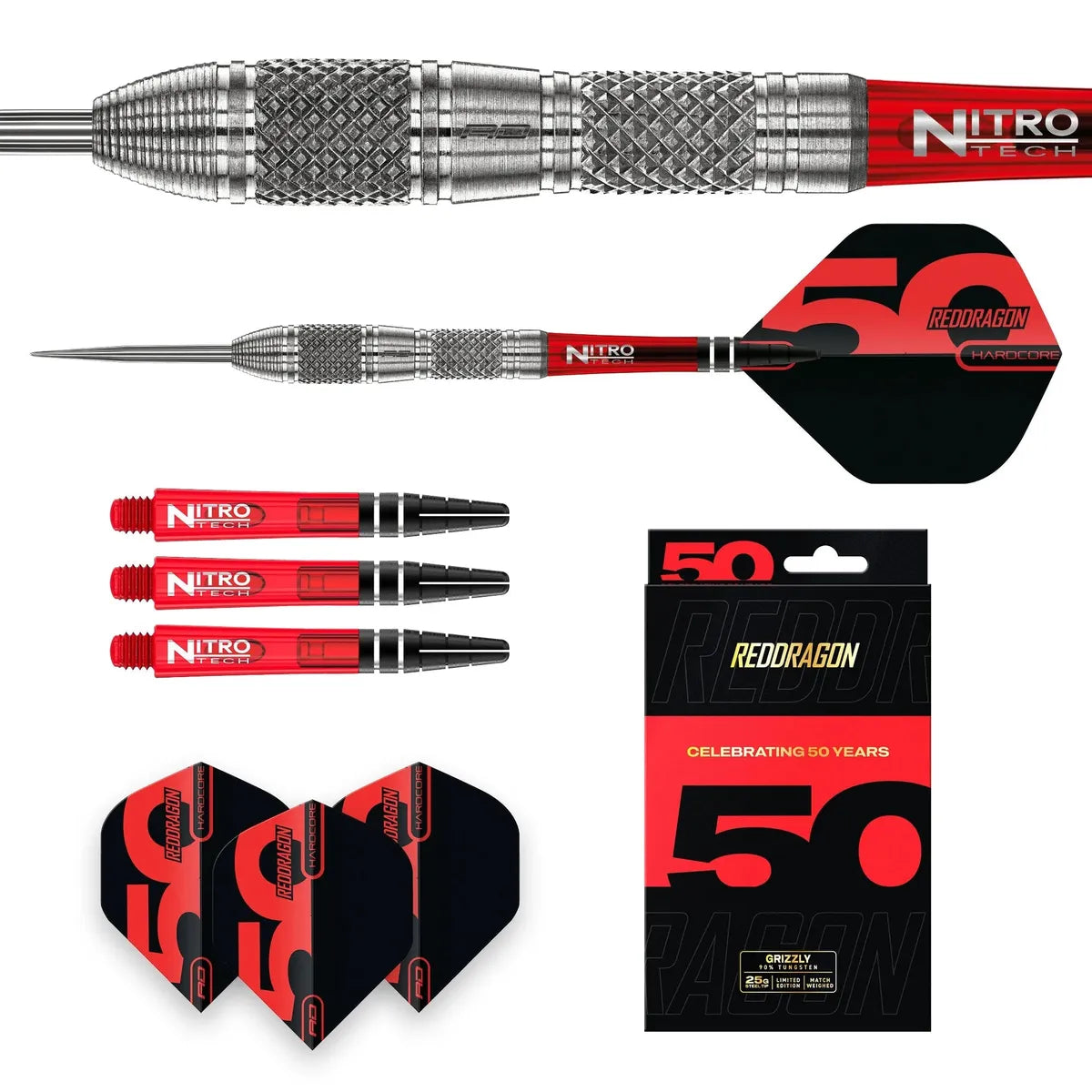 Red Dragon 50 Year Collection Grizzly 4 85% Tungsten Steel Tip Darts