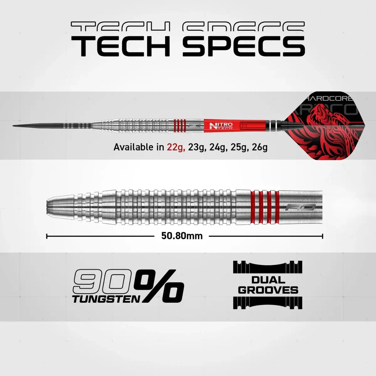 Red Dragon Jonny Clayton Original 2.0 90% Tungsten Steel Tip Darts-5-22 GRAM-Premier Darts