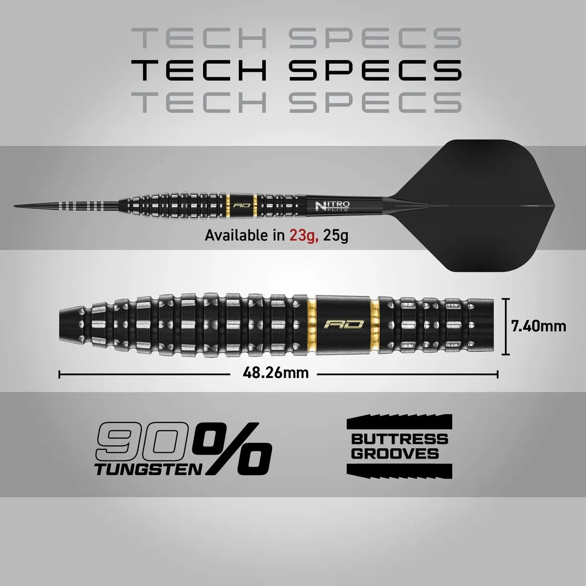 Red Dragon Ascend - Torpedo 90% Tungsten Steel Tip Darts-6-23 GRAM-Premier Darts