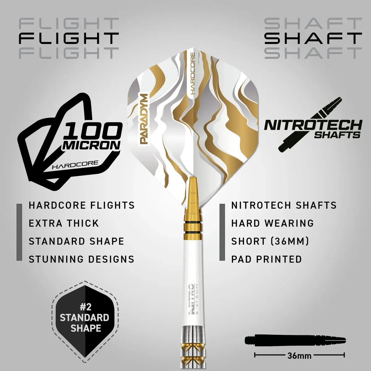 Red Dragon Paradym Gold - Parallel 90% Tungsten Steel Tip Darts