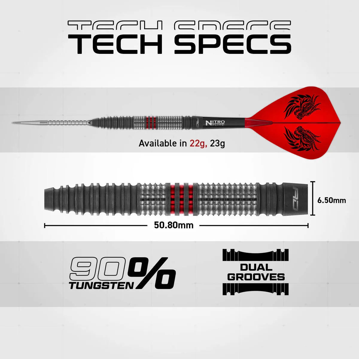 Red Dragon Jonny Clayton Hiraeth SP 90% Tungsten Steel Tip Darts-6-22 GRAM-Premier Darts