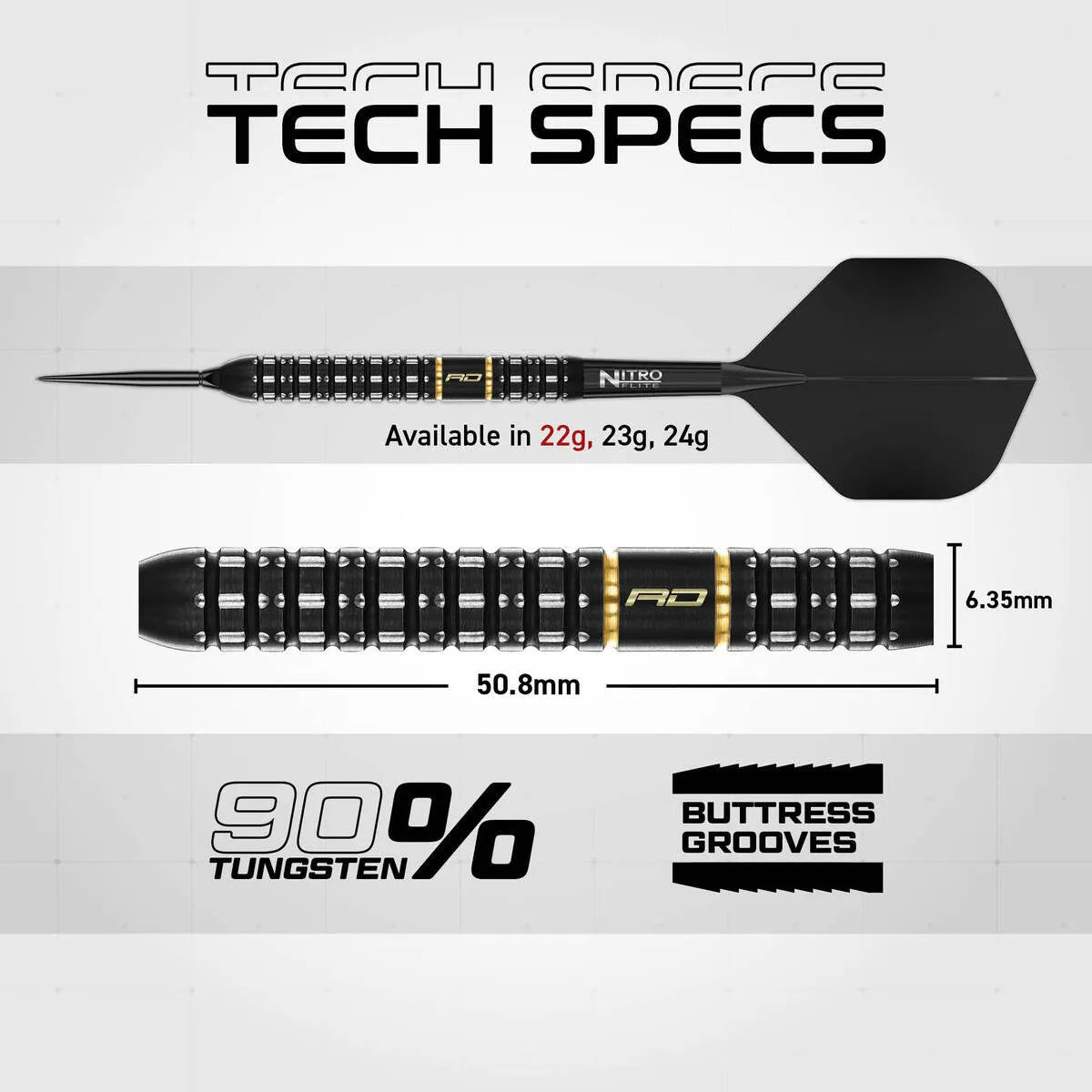 Red Dragon Ascend Parallel SP 90% Tungsten Steel Tip Darts-6-22 GRAM-Premier Darts