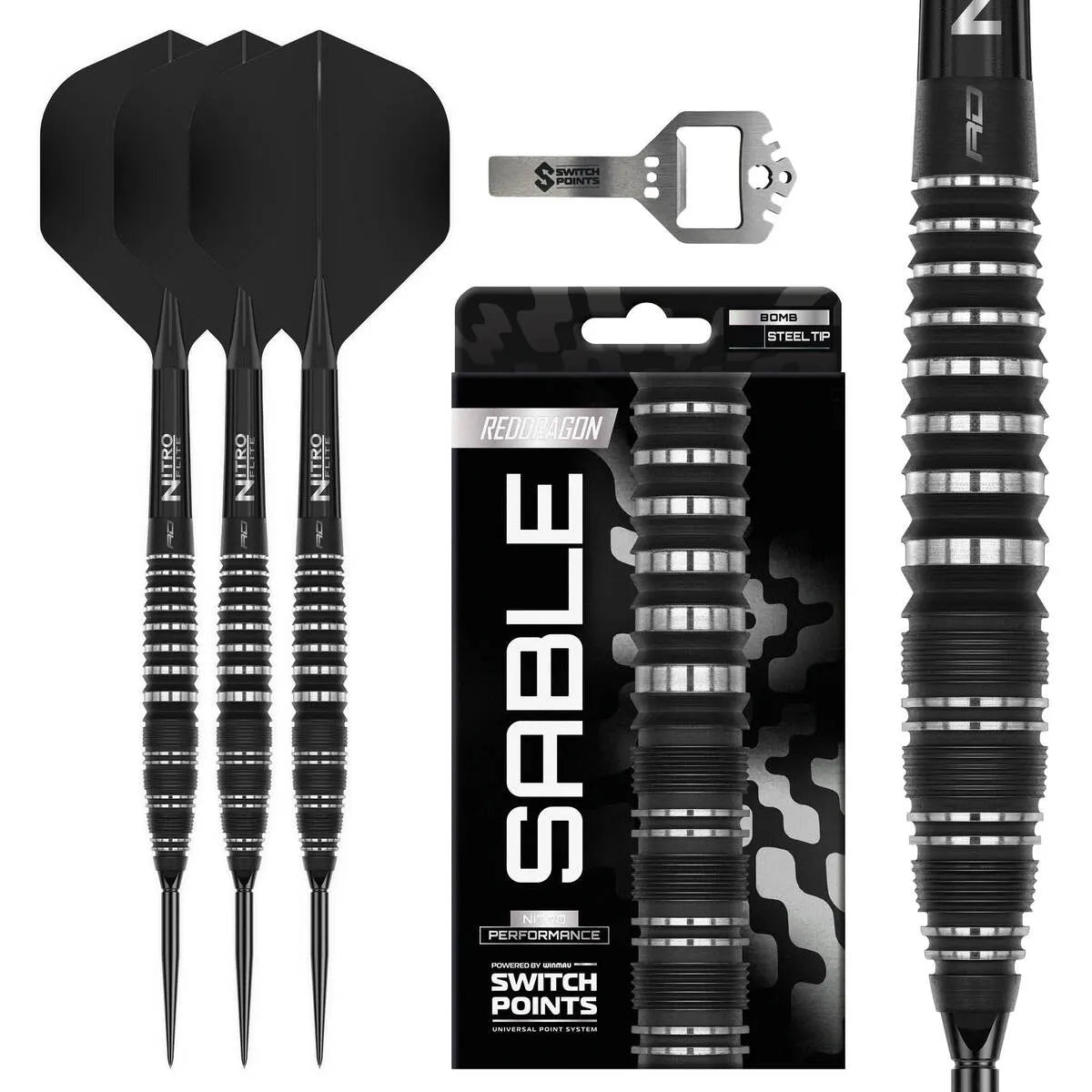 Red Dragon Sable Bomb SP 90% Tungsten Steel Tip Darts-1-22 GRAM-Premier Darts