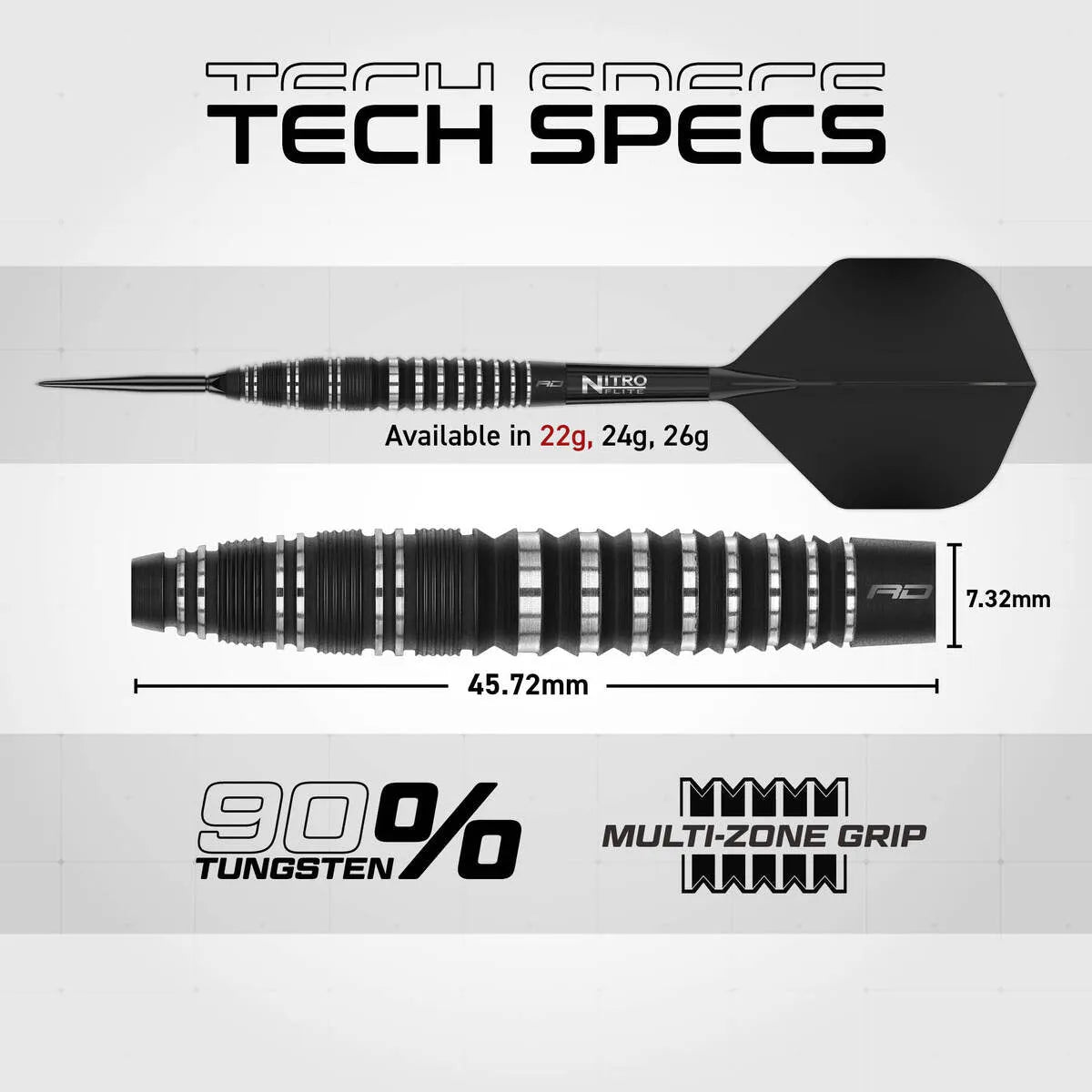 Red Dragon Sable Bomb SP 90% Tungsten Steel Tip Darts-6-22 GRAM-Premier Darts