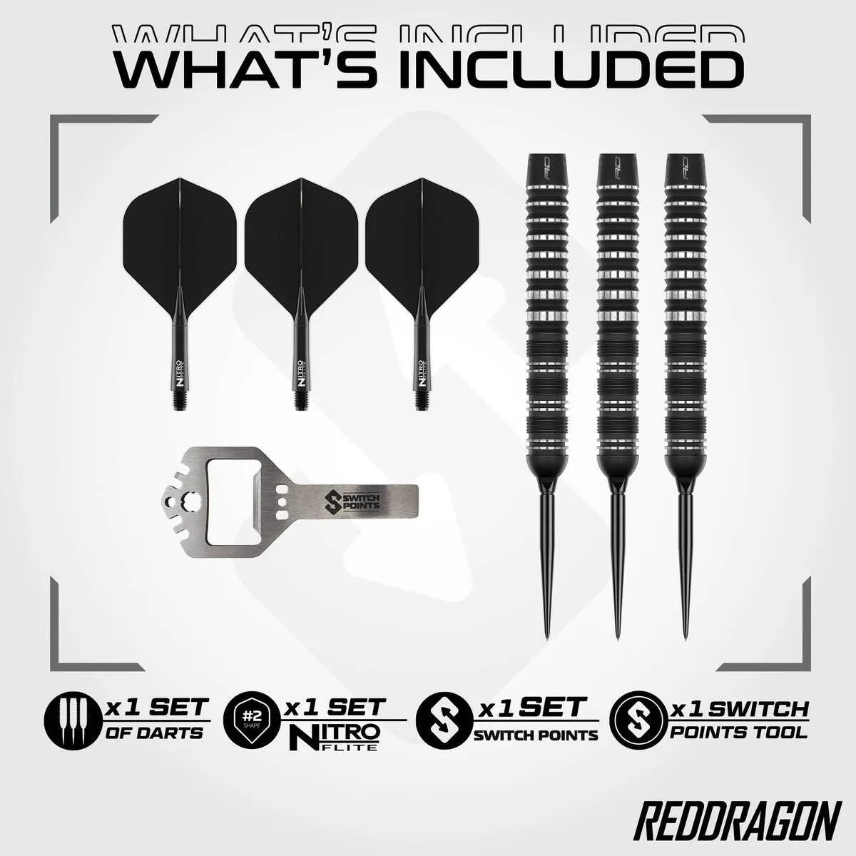 Red Dragon Sable Parallel SP 90% Tungsten Steel Tip Darts-3-21 GRAM-Premier Darts