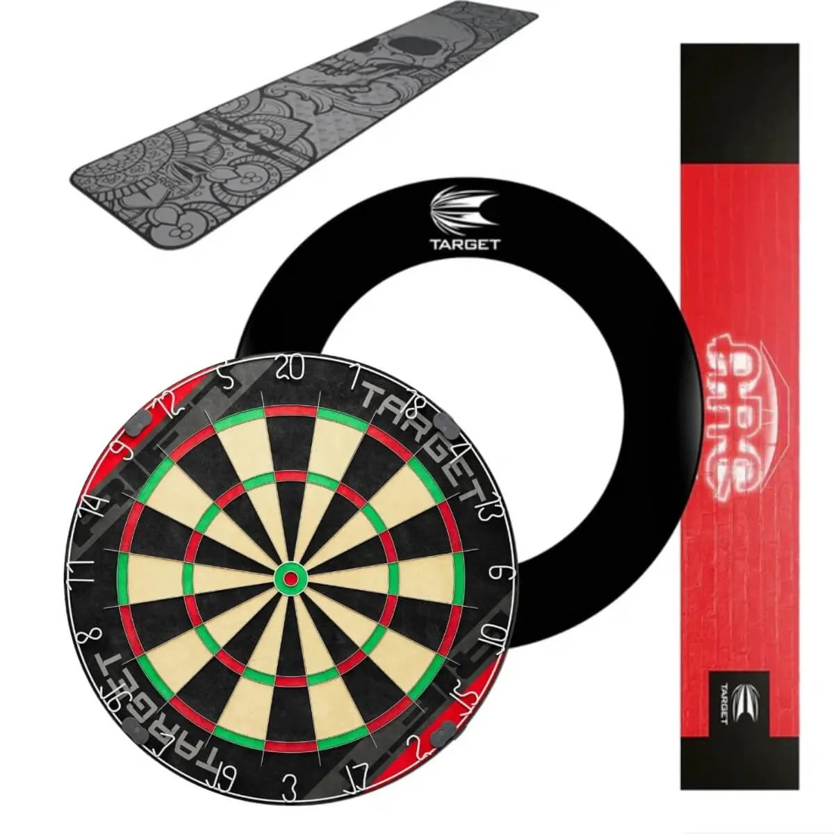 Target Rift Dartboard + Arc Light + World Chamion Mat + Tour Surround Bundle-3-Black-Ink-Premier Darts