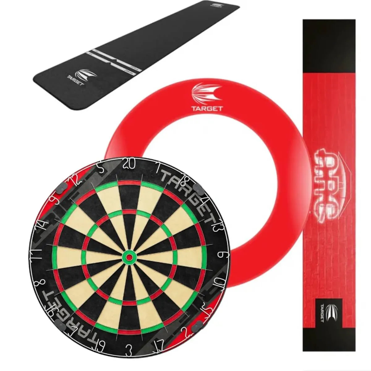 Target Rift Dartboard + Arc Light + World Chamion Mat + Tour Surround Bundle-9-Red-White-Premier Darts