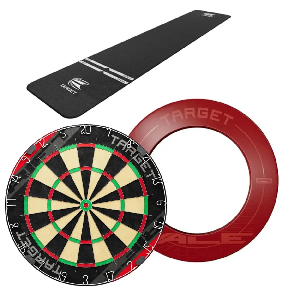 Target Rift Dartboard + World Champion Mat + Vale Surround Bundle-5-White-Premier Darts