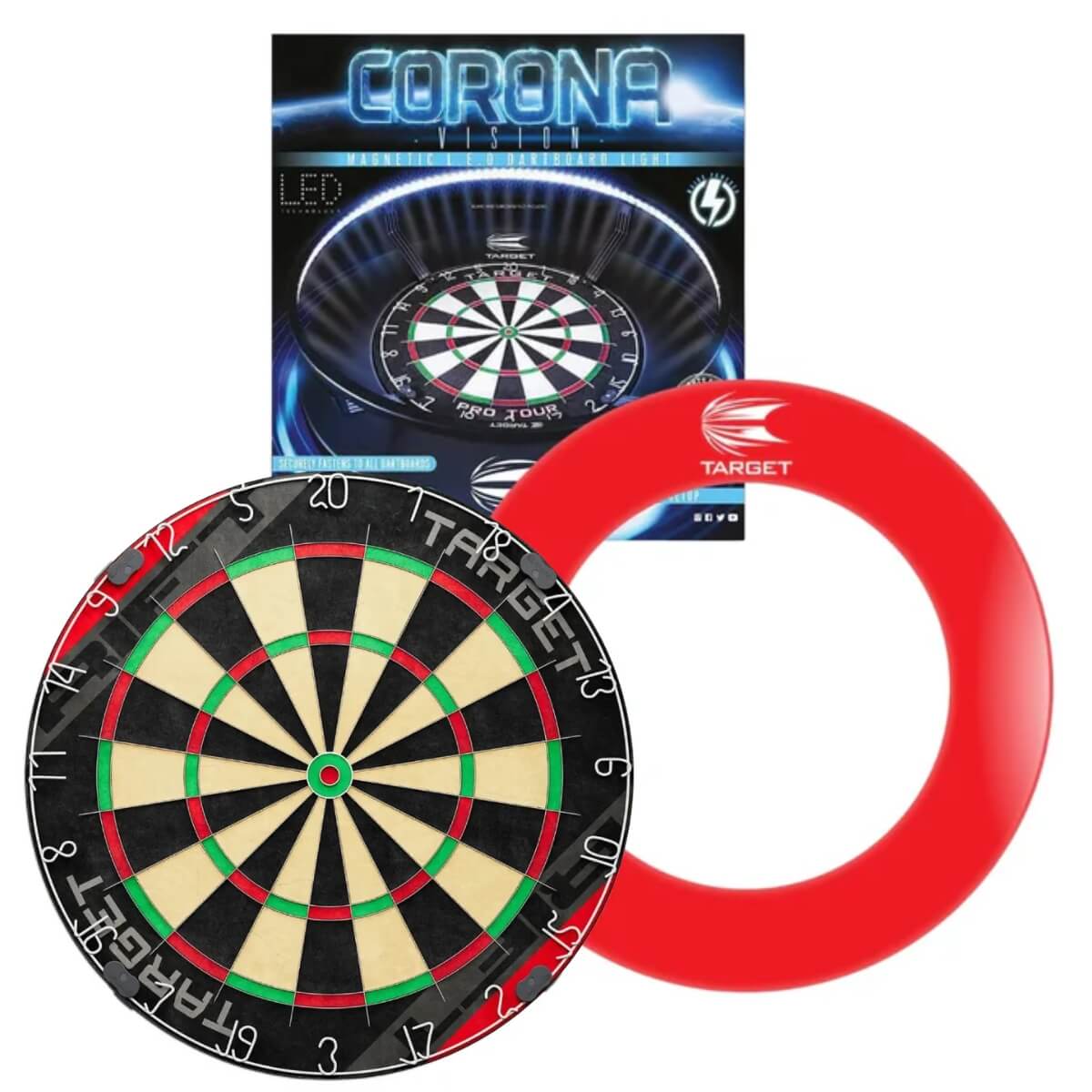 Target Rift Dartboard + Corona Light + Tour Surround Bundle
