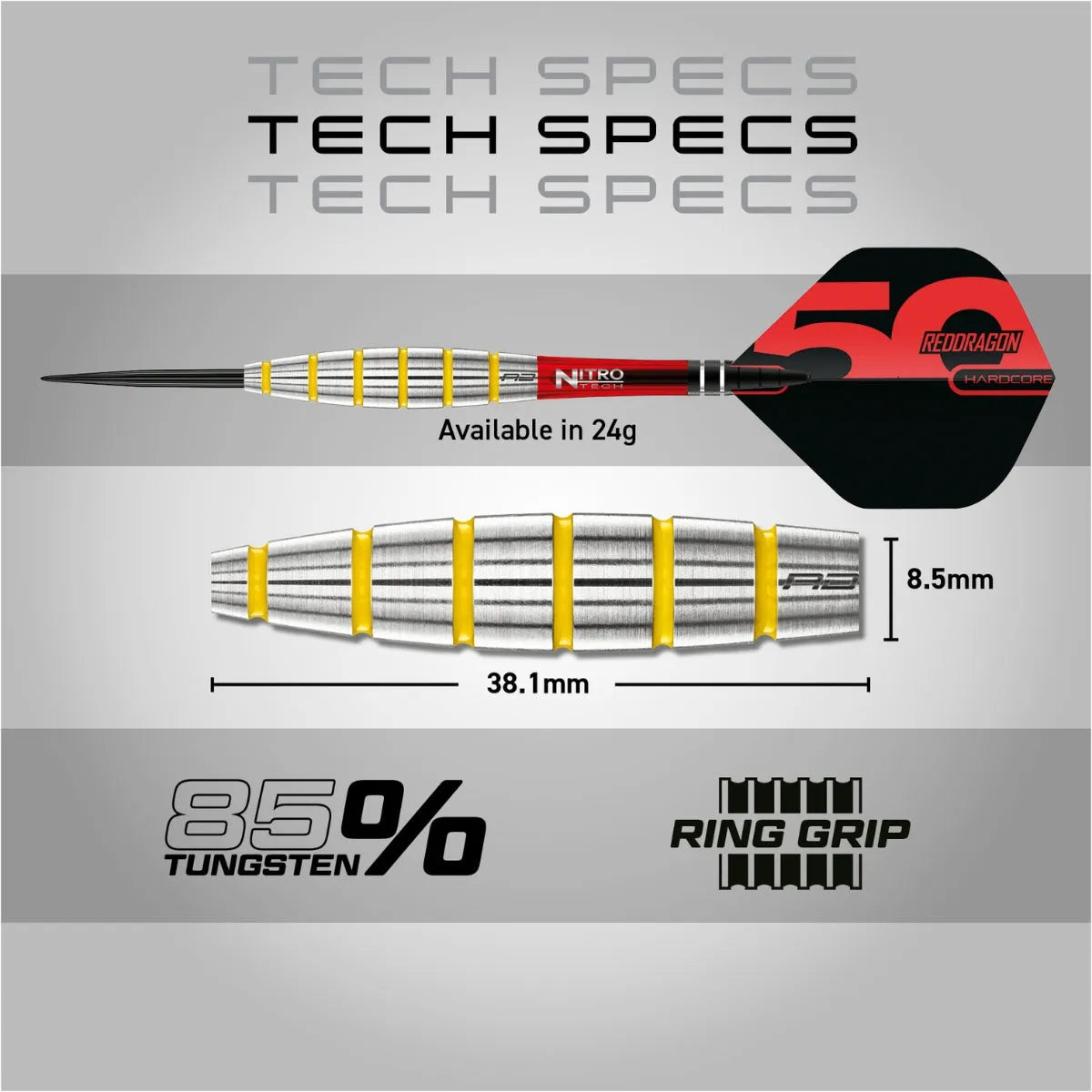 Red Dragon 50 Year Collection Chunky Stumpy 3 85% Tungsten Steel Tip Darts