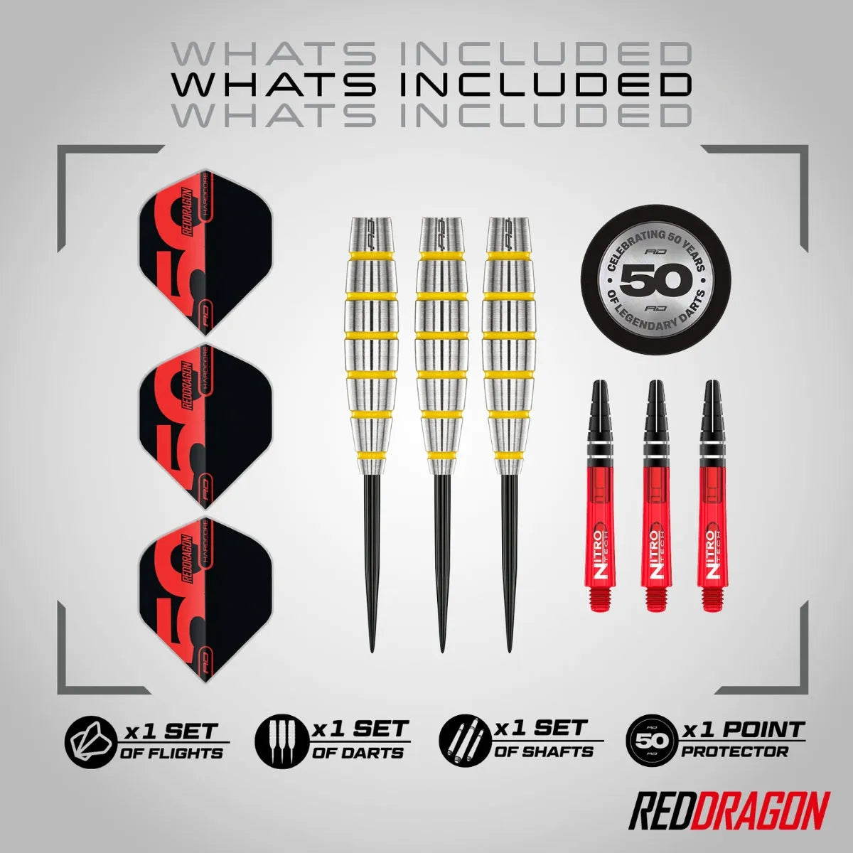 Red Dragon 50 Year Collection Chunky Stumpy 3 85% Tungsten Steel Tip Darts