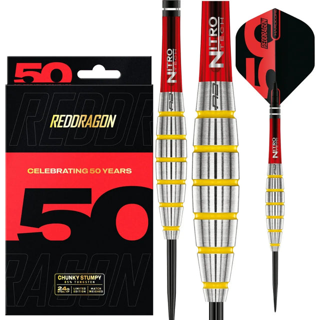 Red Dragon 50 Year Collection Chunky Stumpy 3 85% Tungsten Steel Tip Darts