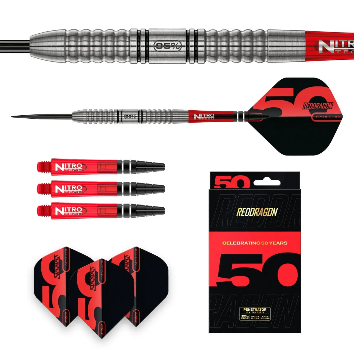 Red Dragon 50 Year Collection Penetrator 1 95% Tungsten Steel Tip Darts
