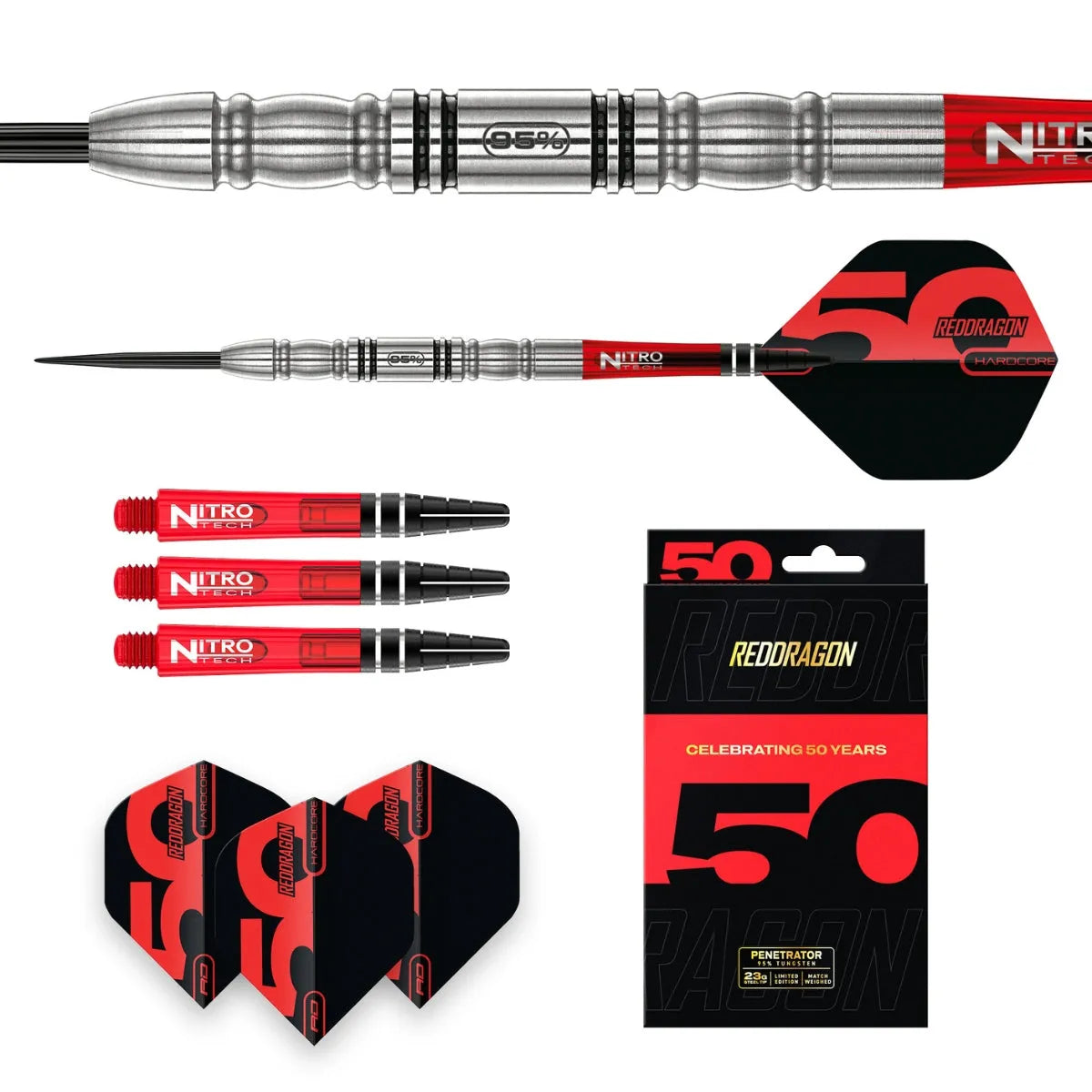 Red Dragon 50 Year Collection Penetrator 4 95% Tungsten Steel Tip Darts