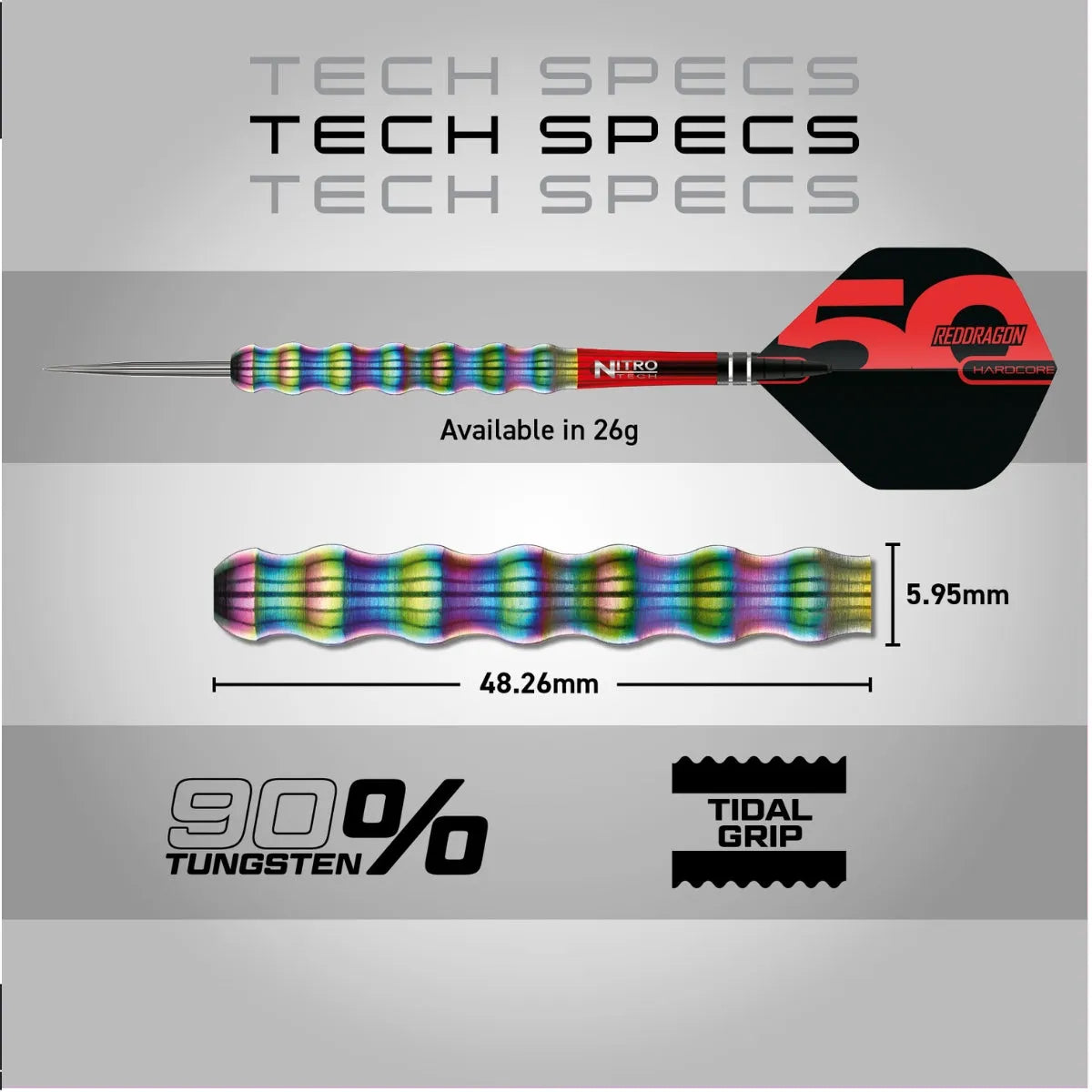 Red Dragon 50 Year Collection Shockwave 90% Tungsten Steel Tip Darts