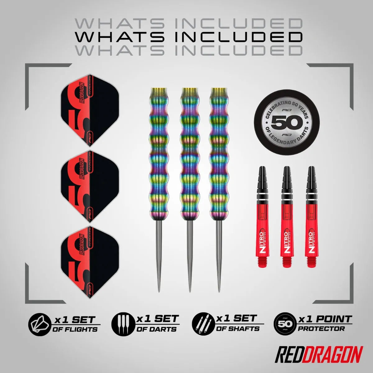 Red Dragon 50 Year Collection Shockwave 90% Tungsten Steel Tip Darts