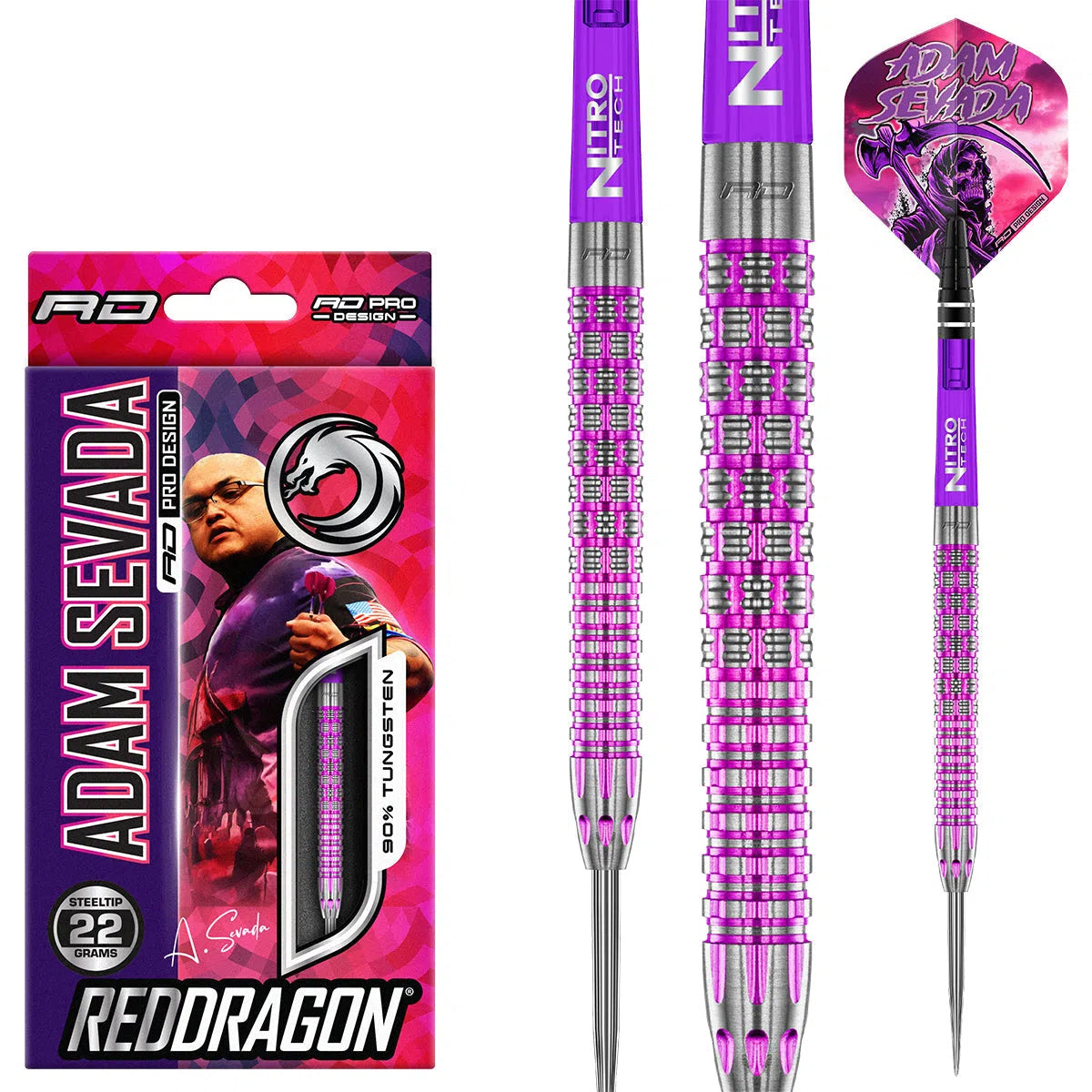 Red Dragon Adam Sevada 90% Tungsten Steel Tip Darts