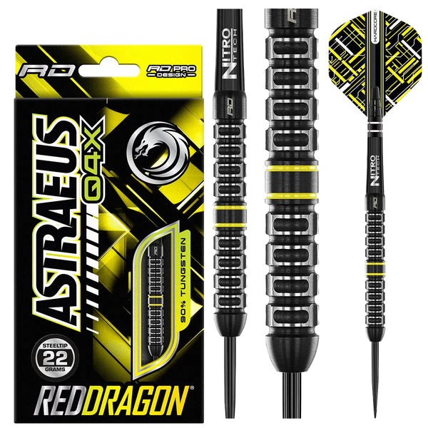 Red Dragon Astraeus Q4X Parallel 90% Tungsten Steel Tip Darts-1-22 GRAM-Premier Darts