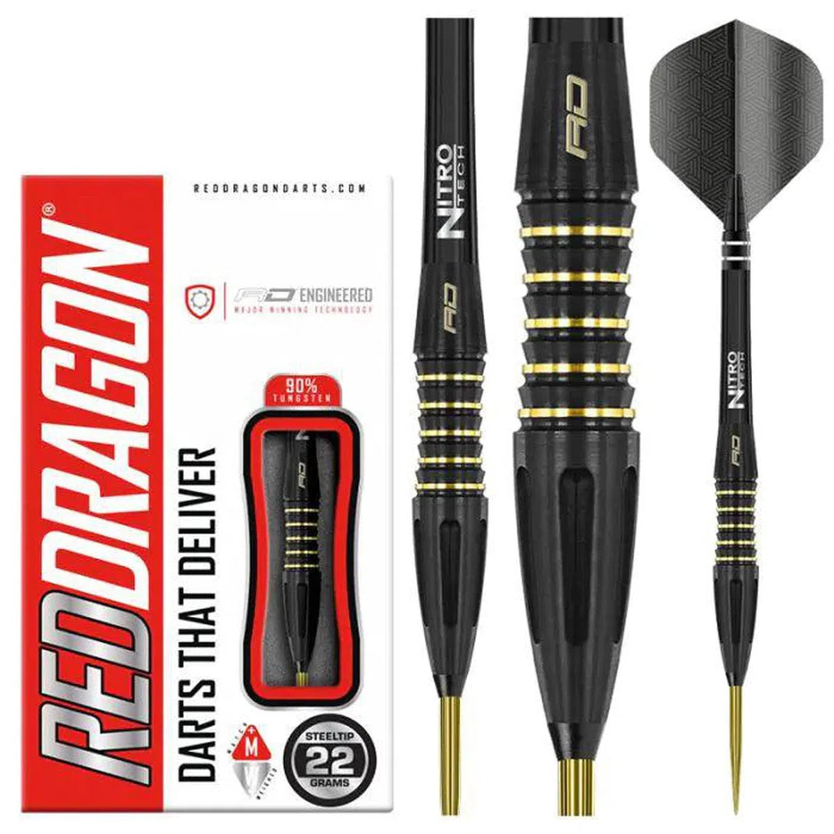 Red Dragon Clarion Black 90% Tungsten Steel Tip Darts