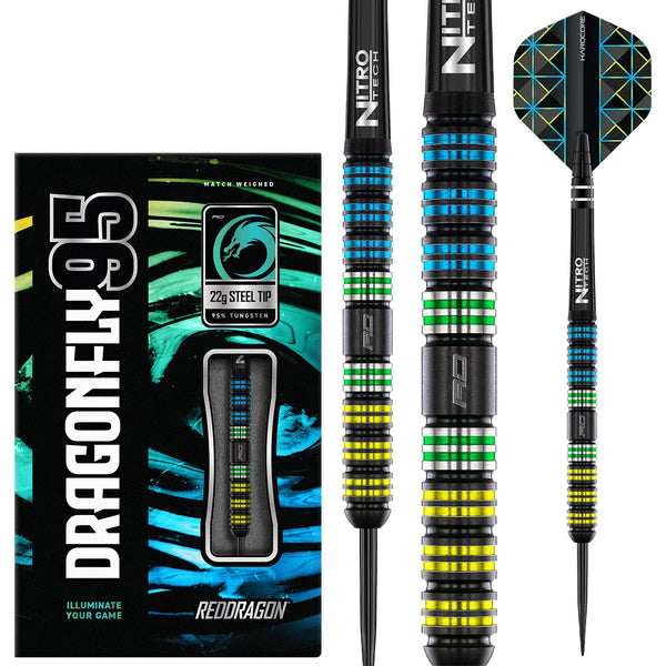 Red Dragon Dragonfly 95 Black - Parallel 95% Tungsten Steel Tip Darts-1-22 GRAM-Premier Darts