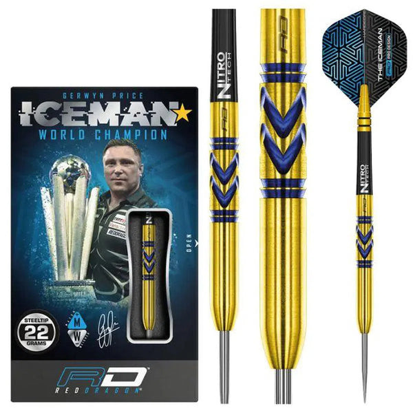 Red Dragon Gerwyn Price Avalanche Pro Gold 90% Tungsten Steel Tip Darts-1-22 GRAM-Premier Darts