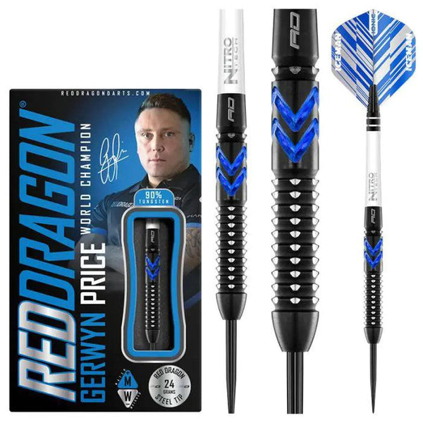 Red Dragon Gerwyn Price Blue Ice SE 90% Tungsten Steel Tip Darts-1-22 GRAM-Premier Darts